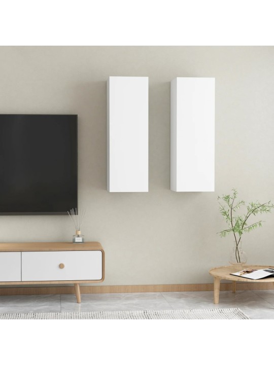 Televizoriaus spintelės, 2vnt., baltos, 30,5x30x90cm, MDP
