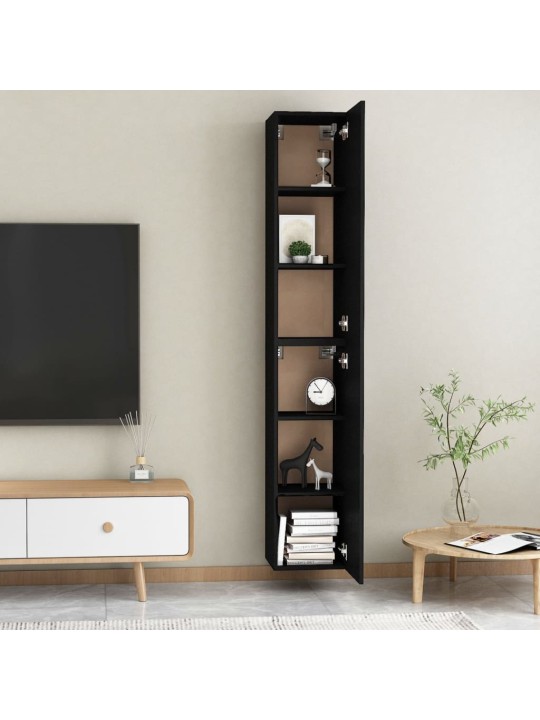 Televizoriaus spintelės, 2vnt., juodos, 30,5x30x90cm, MDP