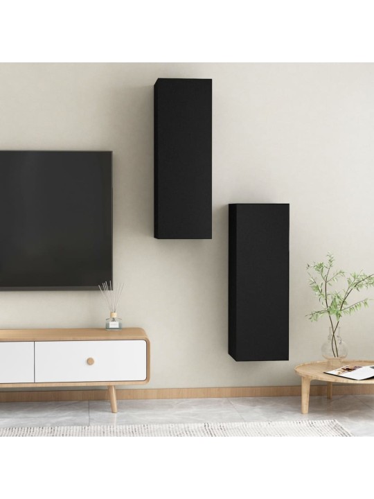 Televizoriaus spintelės, 2vnt., juodos, 30,5x30x90cm, MDP