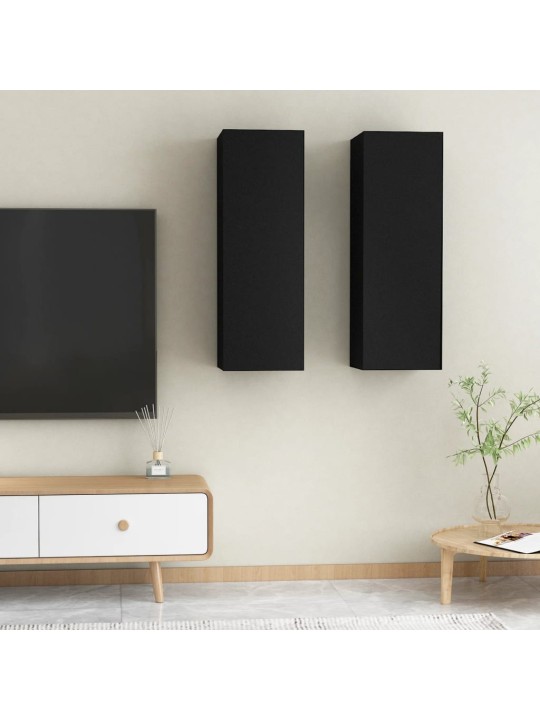 Televizoriaus spintelės, 2vnt., juodos, 30,5x30x90cm, MDP
