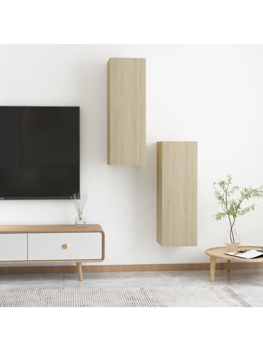 Televizoriaus spintelės, 2vnt., ąžuolo sp., 30,5x30x90cm, MDP
