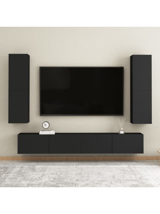 Televizoriaus spintelė, juodos spalvos, 30,5x30x110cm, MDP