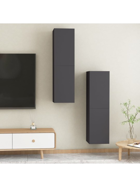 Televizoriaus spintelės, 2vnt., pilkos, 30,5x30x100cm, MDP