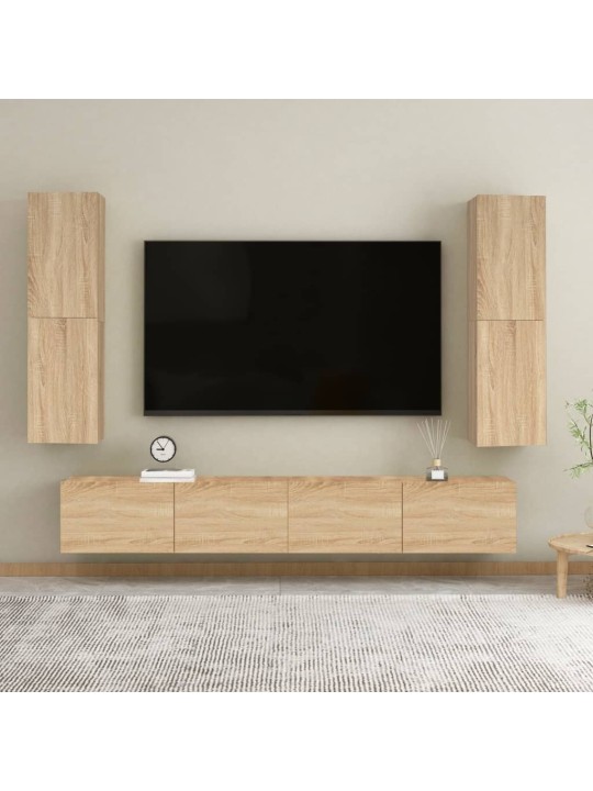 Televizoriaus spintelės, 2vnt., ąžuolo, 30,5x30x110cm, MDP