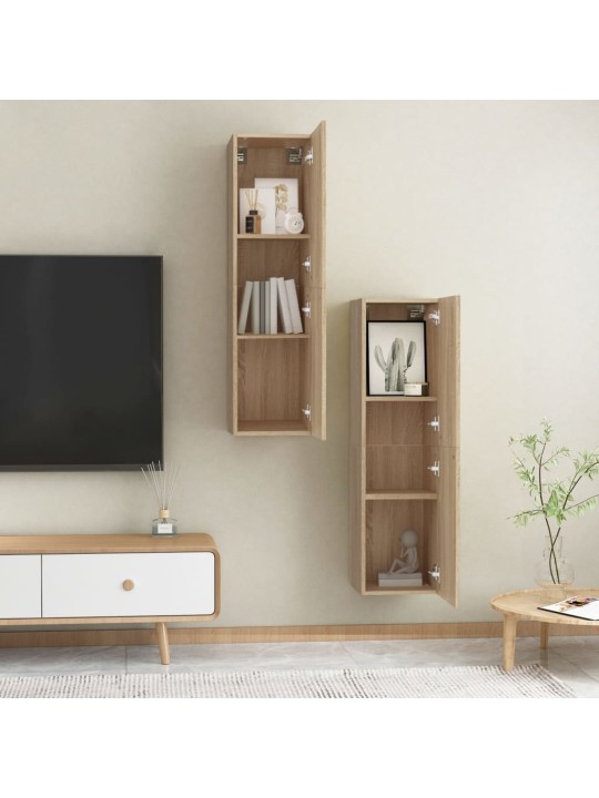 Televizoriaus spintelės, 2vnt., ąžuolo, 30,5x30x110cm, MDP