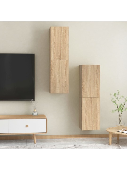 Televizoriaus spintelės, 2vnt., ąžuolo, 30,5x30x110cm, MDP