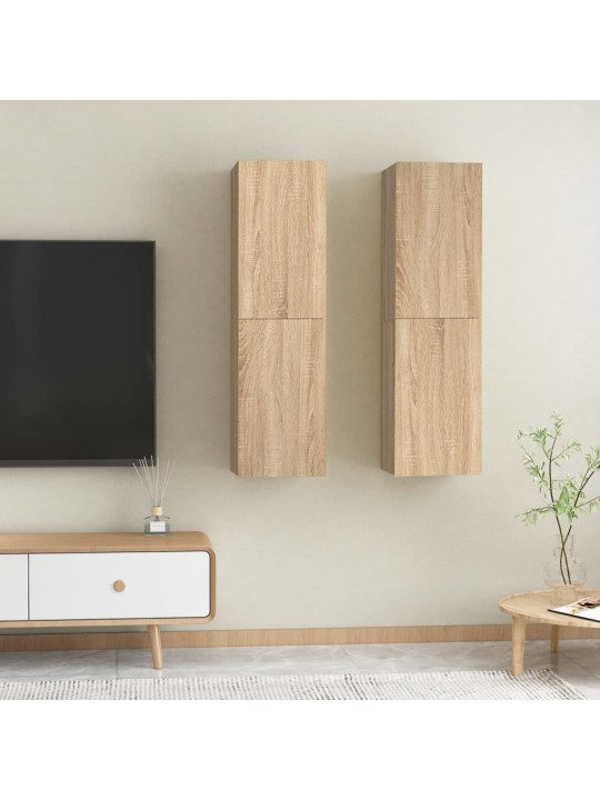 Televizoriaus spintelės, 2vnt., ąžuolo, 30,5x30x110cm, MDP