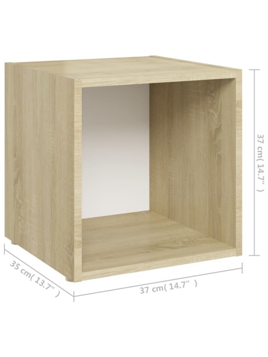 Televizoriaus spintelės, 4vnt., baltos/ąžuolo, 37x35x37cm, MDP