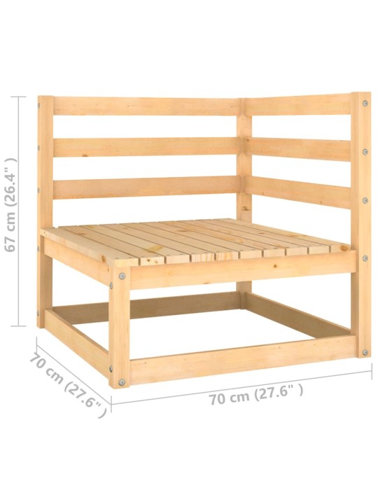 Kampinė sodo sofa su pilkomis pagalvėlėmis, pušies masyvas