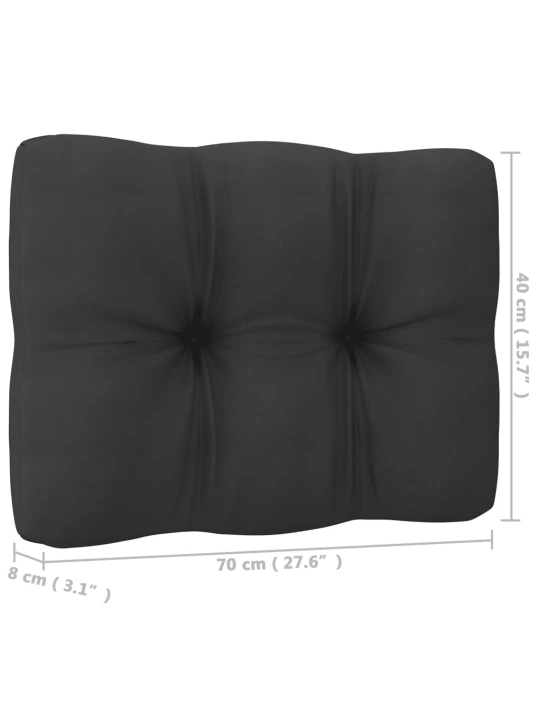 Kampinė sodo sofa su antracito pagalvėlėmis, pušies masyvas
