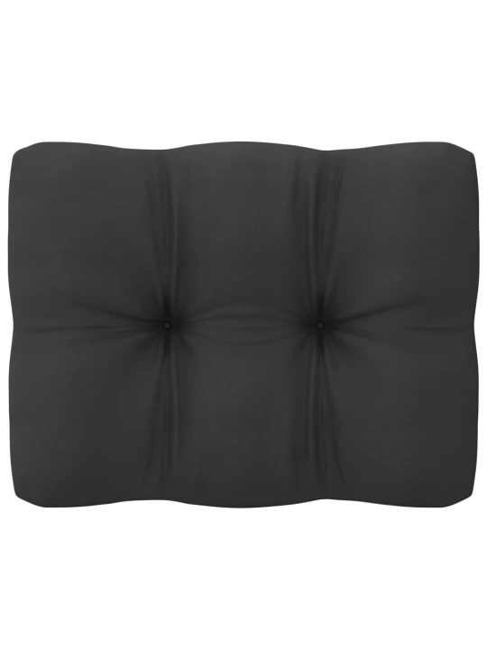 Kampinė sodo sofa su antracito pagalvėlėmis, pušies masyvas