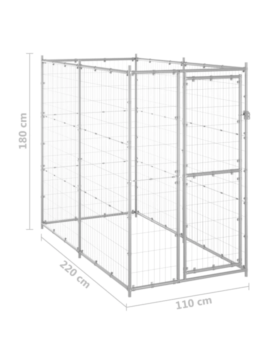 Lauko voljeras šunims, 110x220x180cm, galvanizuotas plienas