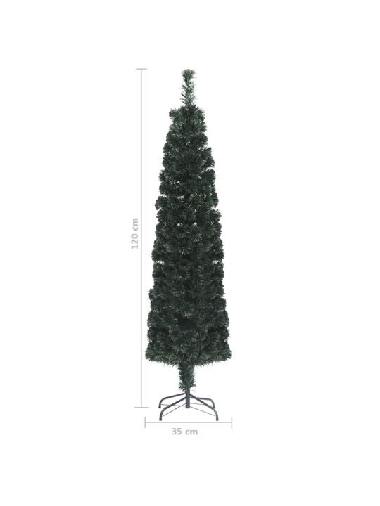 Dirbtinė siaura Kalėdų eglutė su stovu, 120cm, optinis pluoštas
