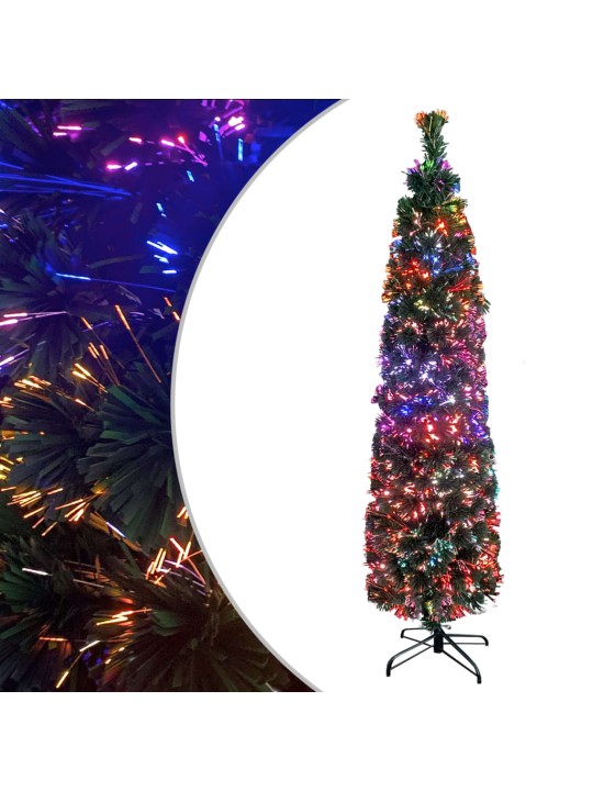 Dirbtinė siaura Kalėdų eglutė su stovu, 150cm, optinis pluoštas