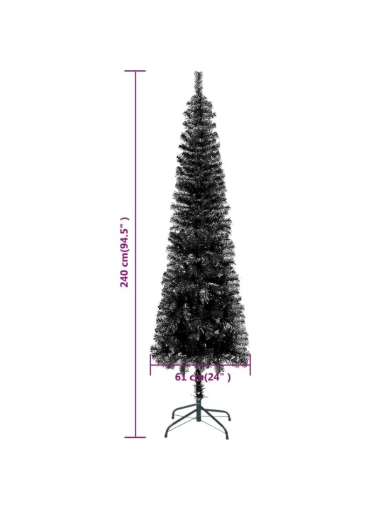Siaura Kalėdų eglutė, juodos spalvos, 240cm