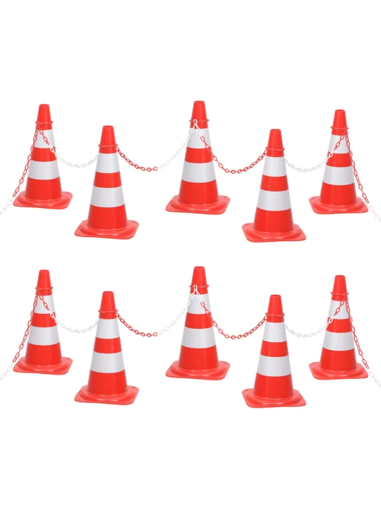 Kūgių ir 10m grandinės rinkinys, raudonos ir baltos spalvos