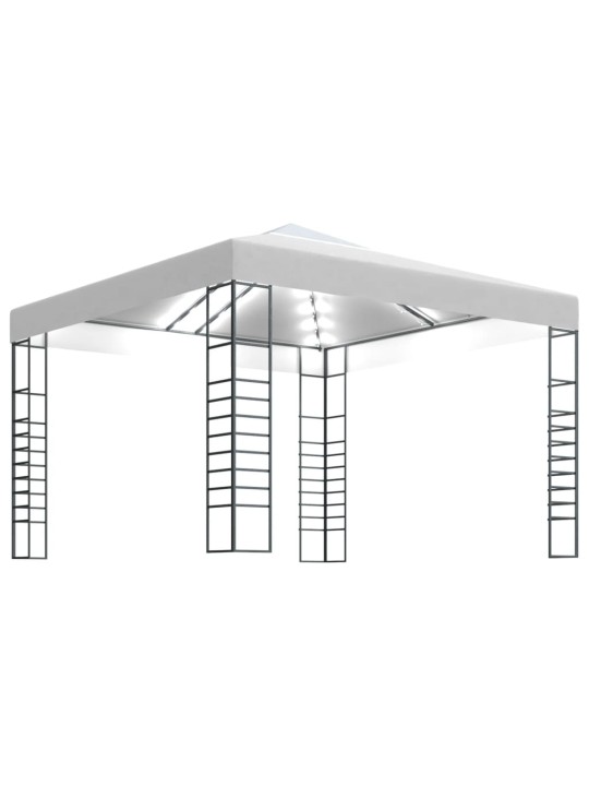 Sodo pavėsinė su lempučių girliandomis LED, balta, 3x3m
