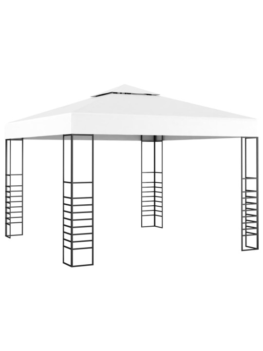 Sodo pavėsinė su lempučių girliandomis LED, balta, 3x3m