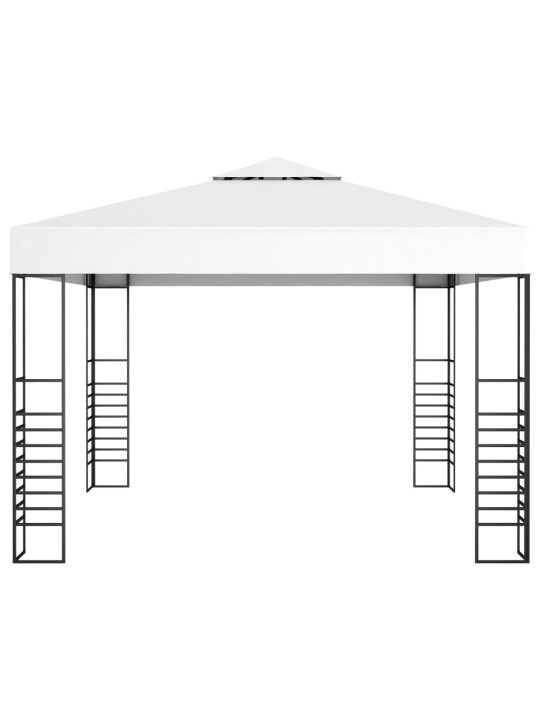 Sodo pavėsinė su lempučių girliandomis LED, balta, 3x3m