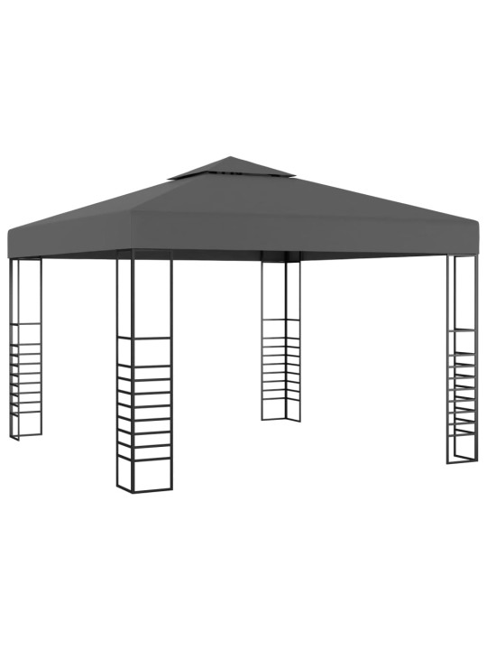 Sodo pavėsinė su lempučių girliandomis LED, antracito, 3x3m