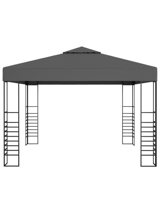 Sodo pavėsinė su lempučių girliandomis LED, antracito, 3x3m