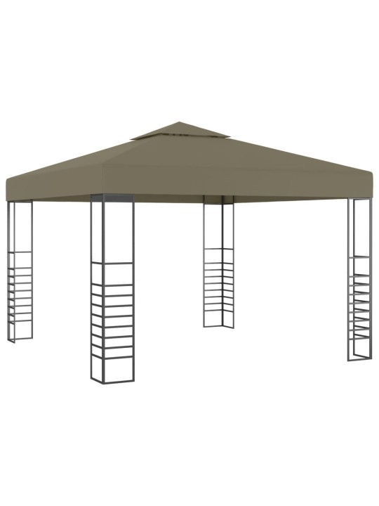 Sodo pavėsinė su lempučių girliandomis LED, taupe, 3x3m