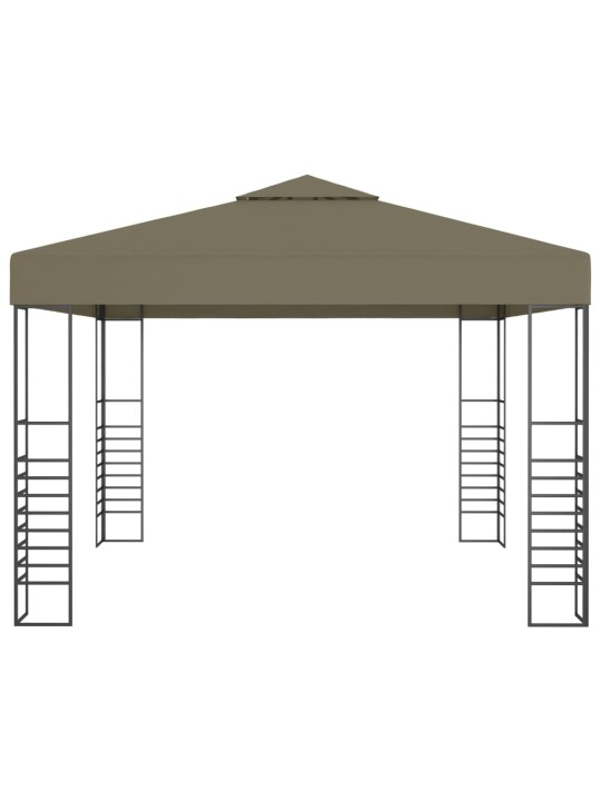 Sodo pavėsinė su lempučių girliandomis LED, taupe, 3x3m
