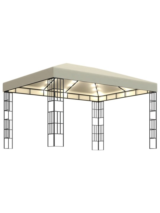 Pavėsinė su lemputėmis LED, kreminė, 3x4m