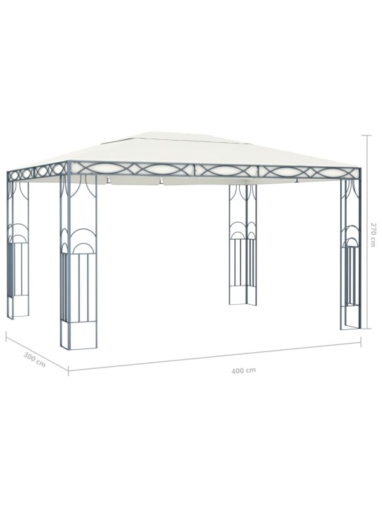 Pavėsinė su lemputėmis LED, kreminė, 400x300 cm
