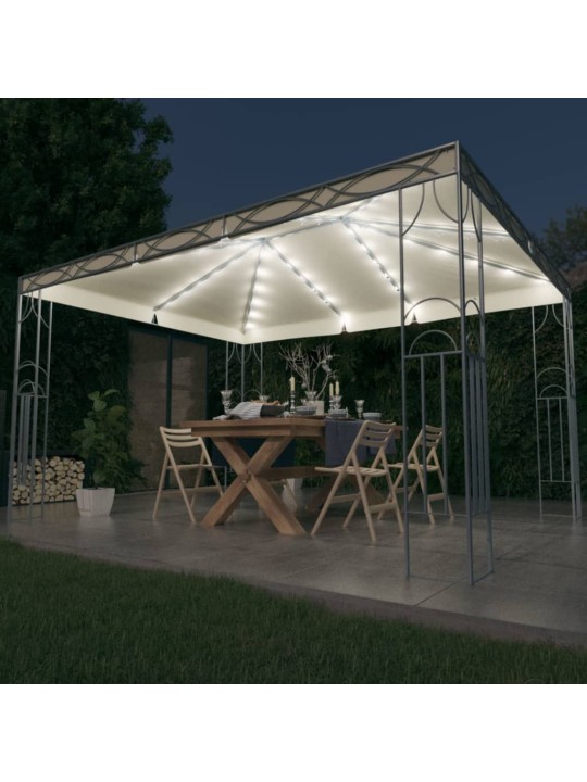Pavėsinė su lemputėmis LED, kreminė, 400x300 cm