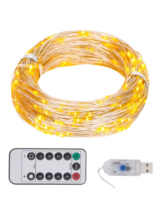 LED lempučių girlianda, šiltos baltos spalvos, 15m
