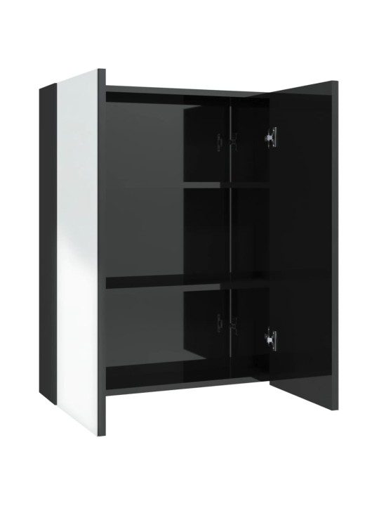 Veidrodinė vonios spintelė, juoda, 60x15x75cm, MDF, blizgi