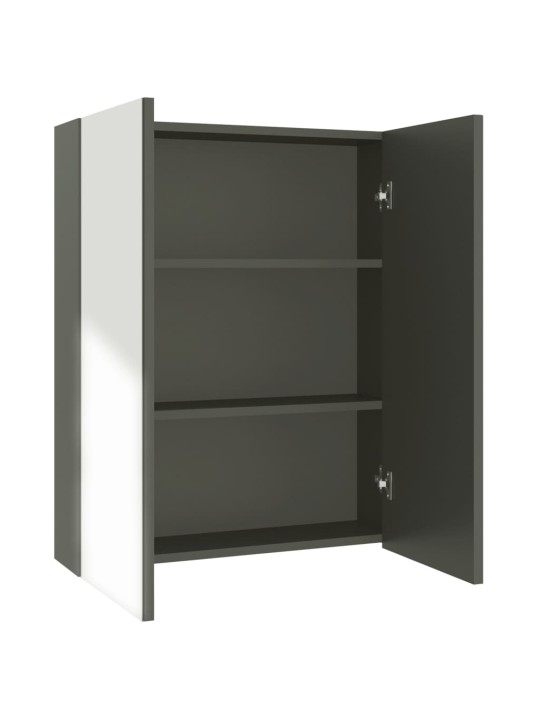 Veidrodinė vonios spintelė, pilkos spalvos, 60x15x75cm, MDF