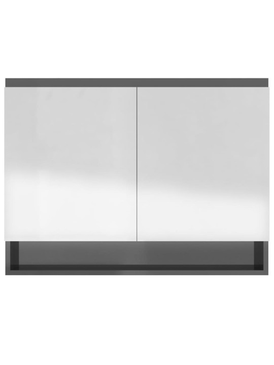 Veidrodinė vonios spintelė, pilka, 80x15x60cm, MDF, blizgi
