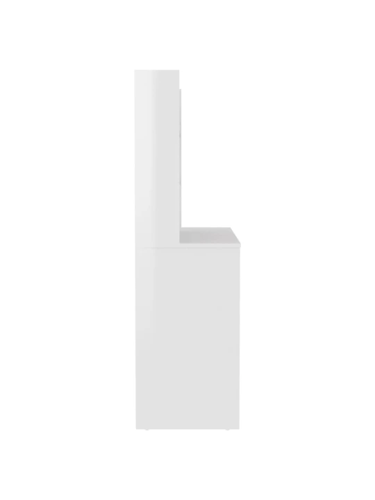 Kosmetinis staliukas su LED, blizgus baltas, 100x40x135cm, MDF