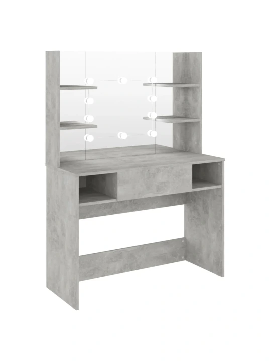 Kosmetinis staliukas su LED, betono pilkas, 100x40x135cm, MDF