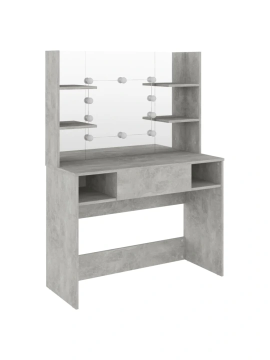 Kosmetinis staliukas su LED, betono pilkas, 100x40x135cm, MDF