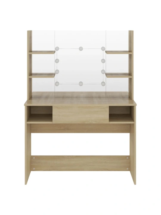 Kosmetinis staliukas su LED, ąžuolo spalvos, 100x40x135cm, MDF