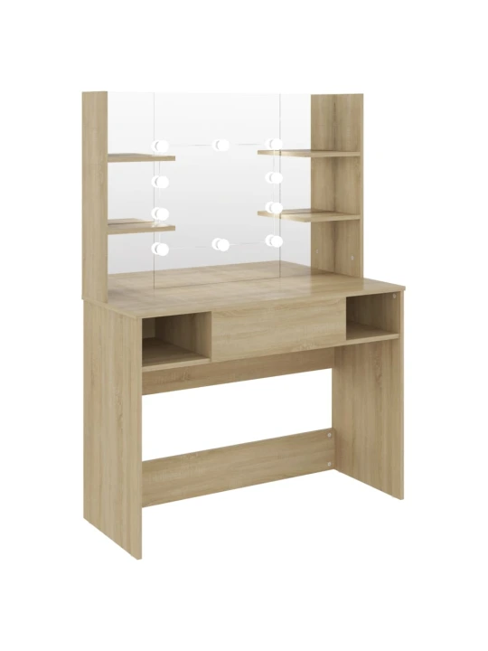 Kosmetinis staliukas su LED, ąžuolo spalvos, 100x40x135cm, MDF