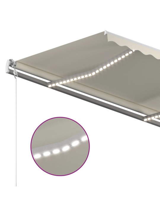 Automatinė markizė su LED/vėjo jutikliu, kreminė, 350x250cm