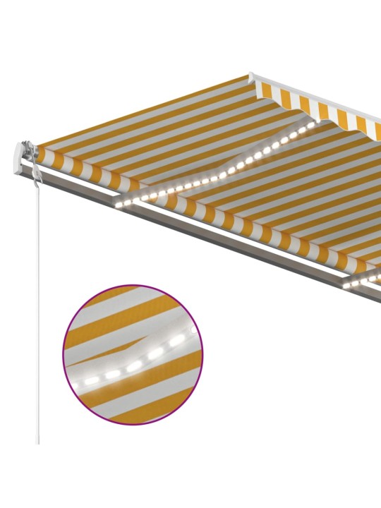 Markizė su LED/vėjo jutikliu, geltona/balta, 350x250cm