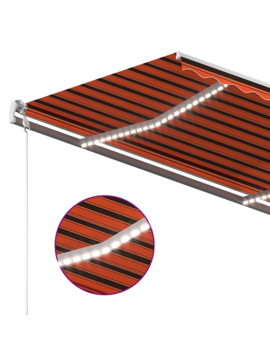 Markizė su LED/vėjo jutikliu, oranžinė/ruda, 350x250cm