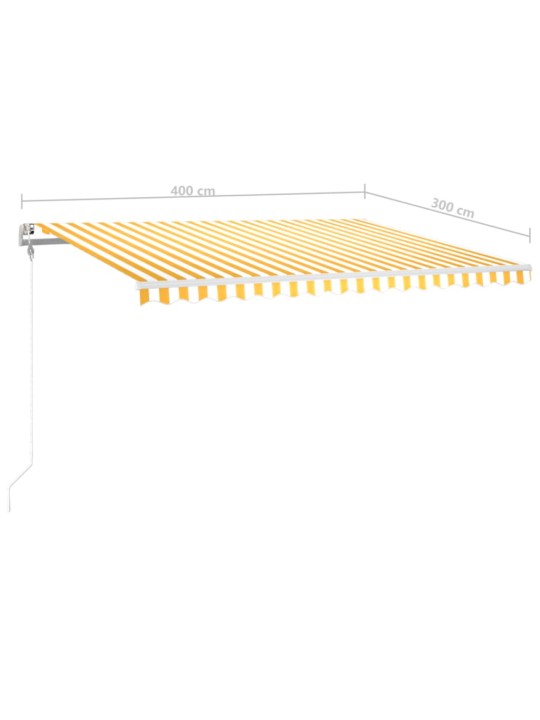 Markizė su LED/vėjo jutikliu, geltona/balta, 400x300cm