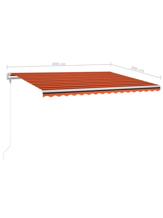 Markizė su LED/vėjo jutikliu, oranžinė/ruda, 400x300cm