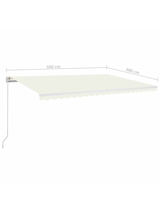 Rankiniu būdu ištraukiama markizė su LED, kreminė, 500x300cm