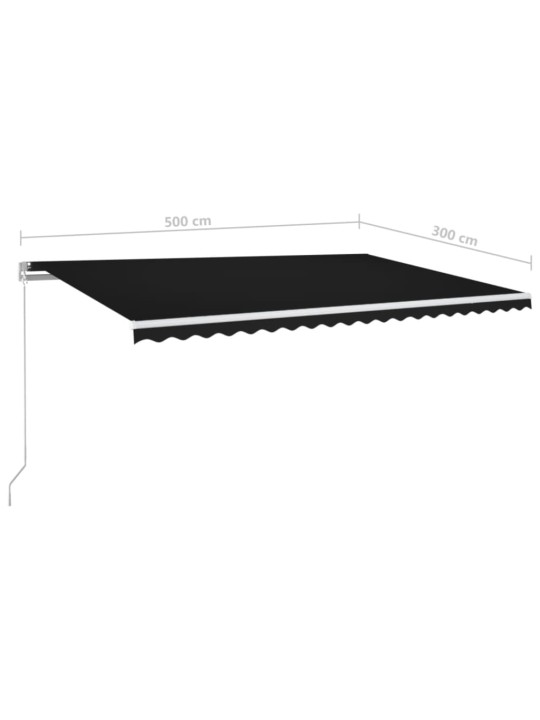 Rankiniu būdu ištraukiama markizė su LED, antracito, 500x300cm