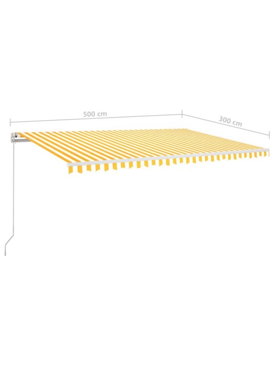 Markizė su LED/vėjo jutikliu, geltona/balta, 500x300cm