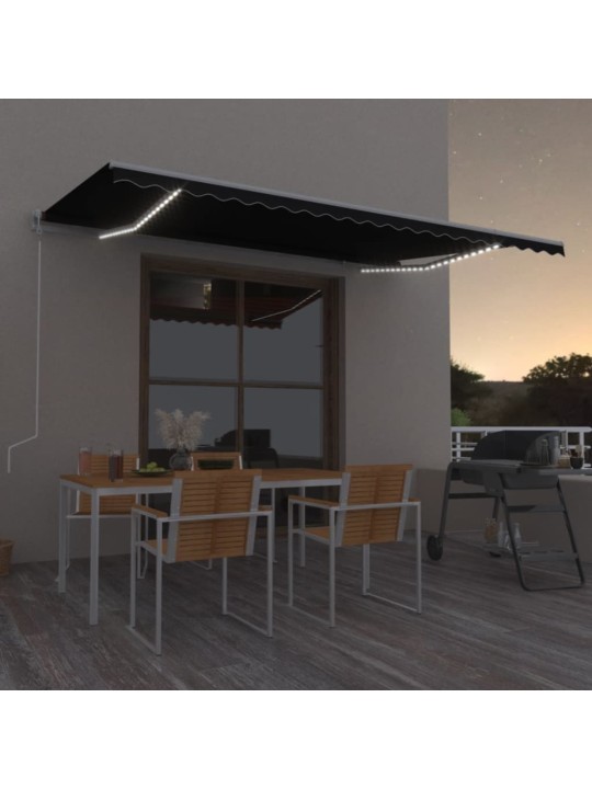 Automatinė markizė su LED/vėjo jutikliu, antracito, 500x300cm