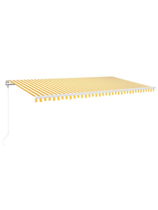 Markizė su LED/vėjo jutikliu, geltona/balta, 600x300cm