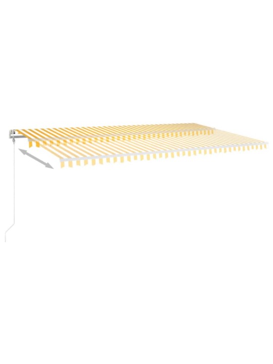 Markizė su LED/vėjo jutikliu, geltona/balta, 600x300cm